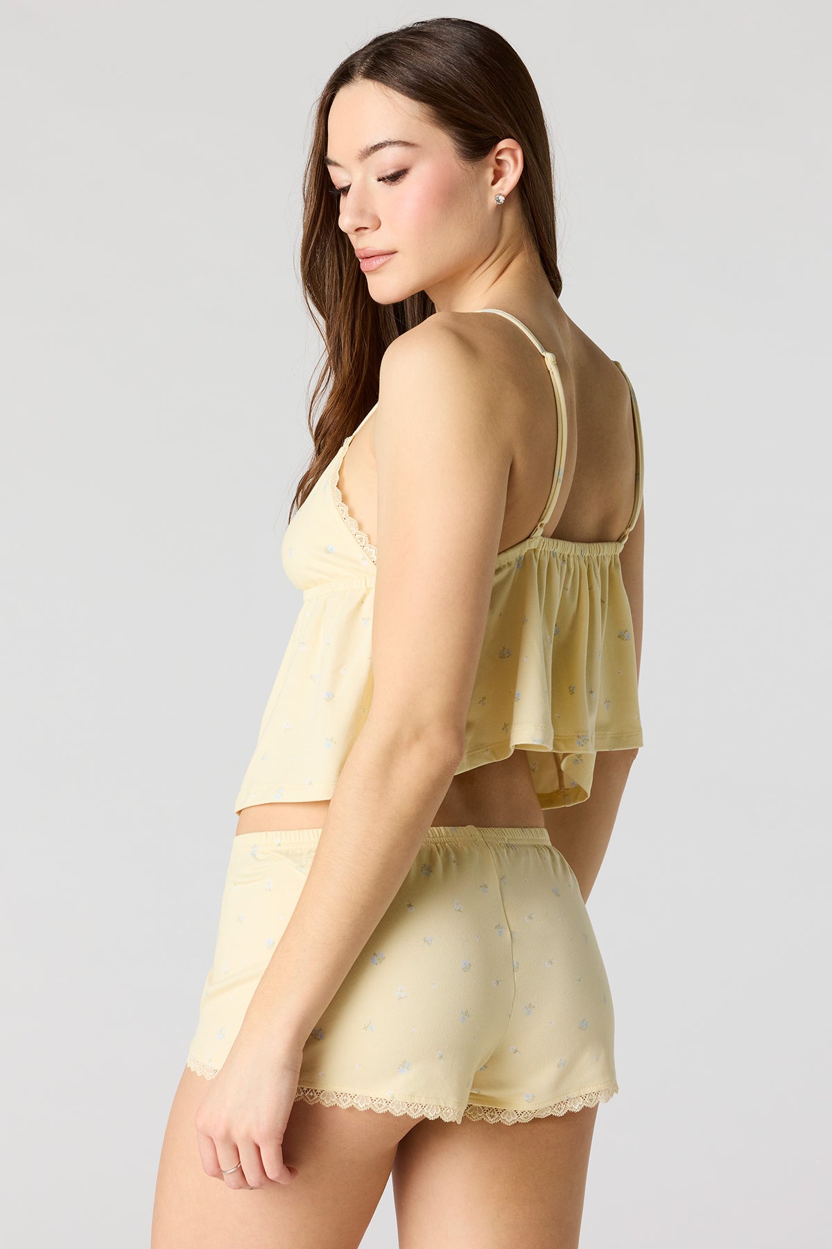 Alt View 2. Babydoll Tank & Short Pajama Set - Yellow