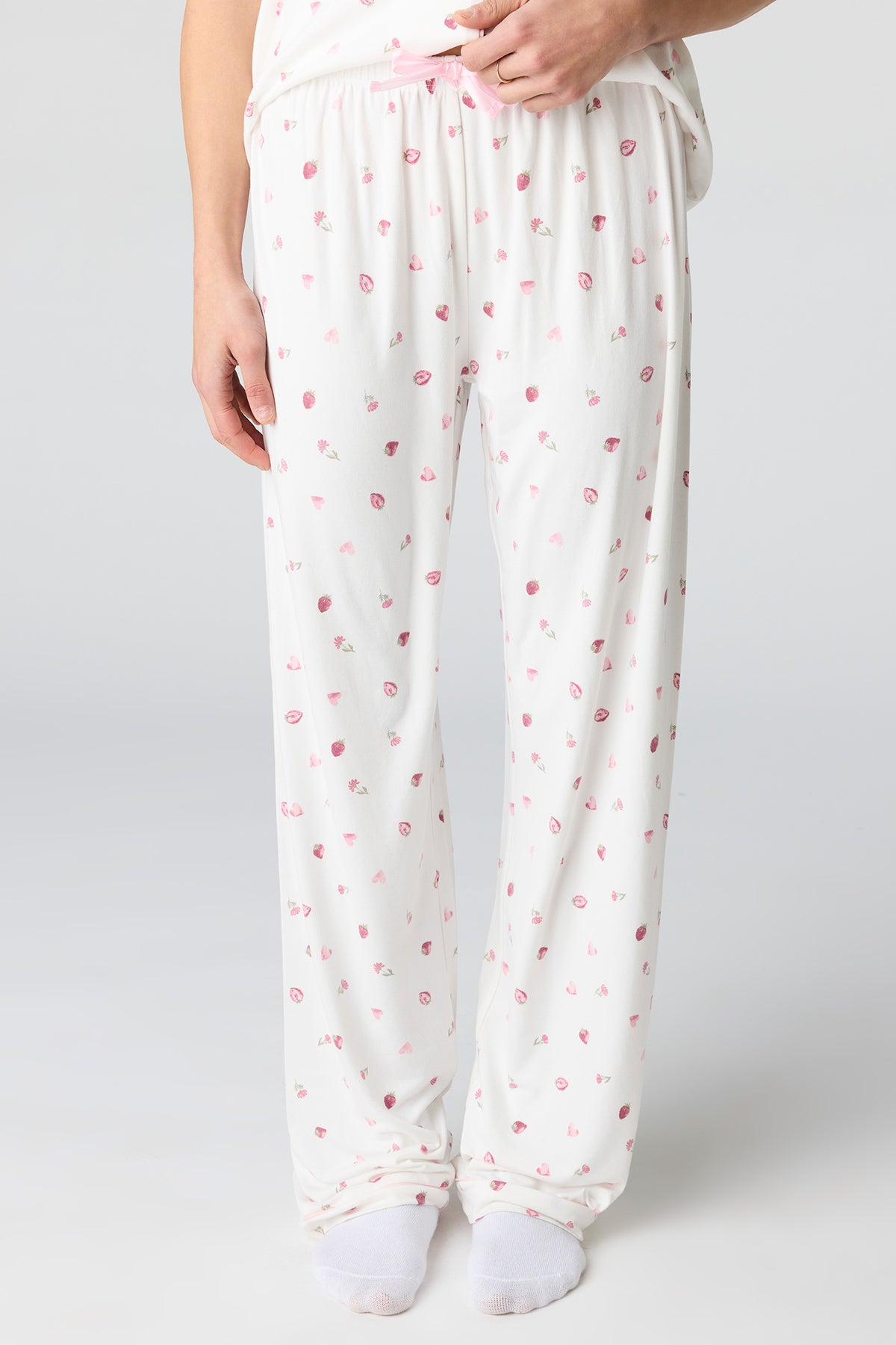 Alt View 3. Collared Button-Up Top & Pant Pajama Set - Ivory