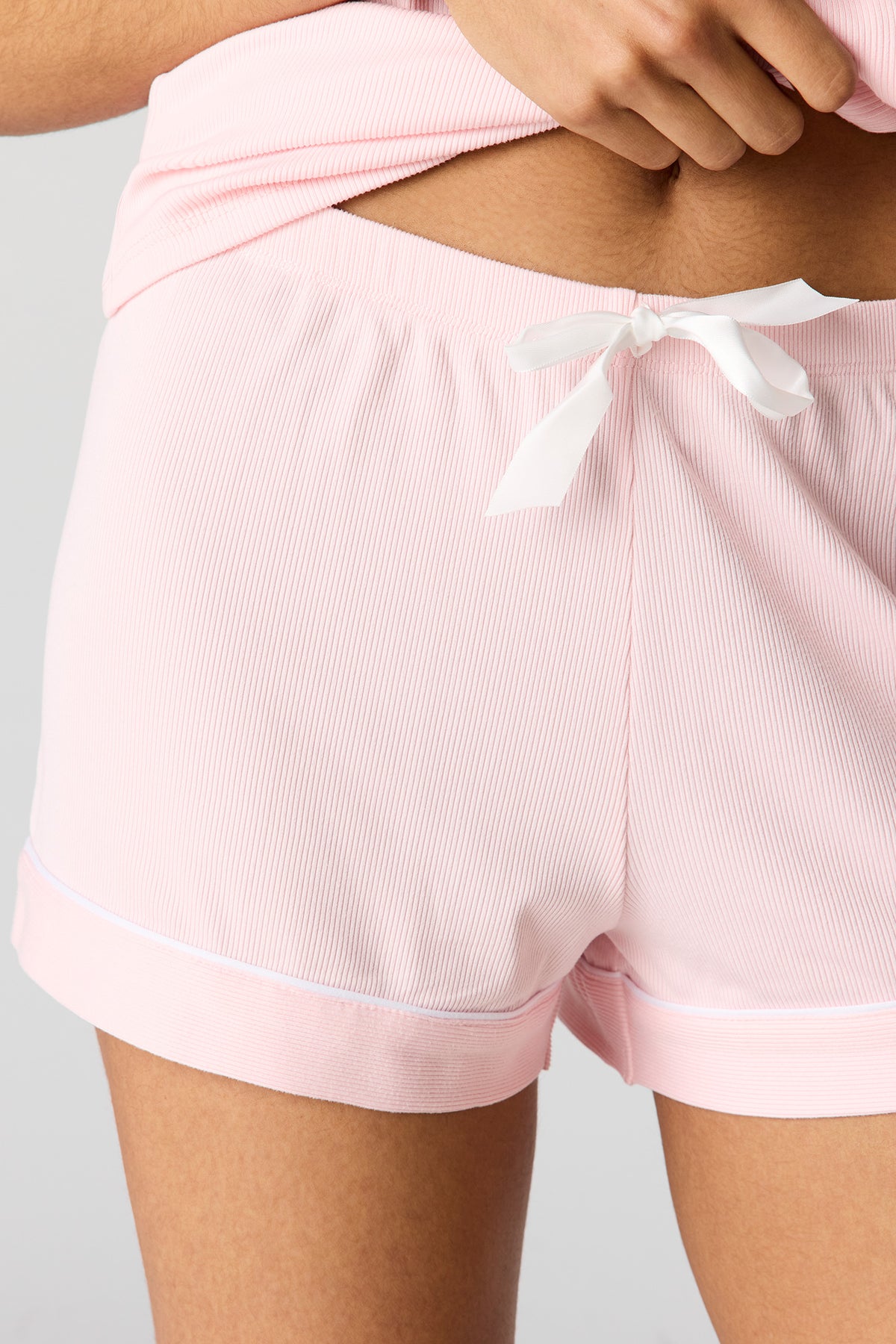 Alt View 5. Button-Up Collared Top & Short Pajama Set - Pink