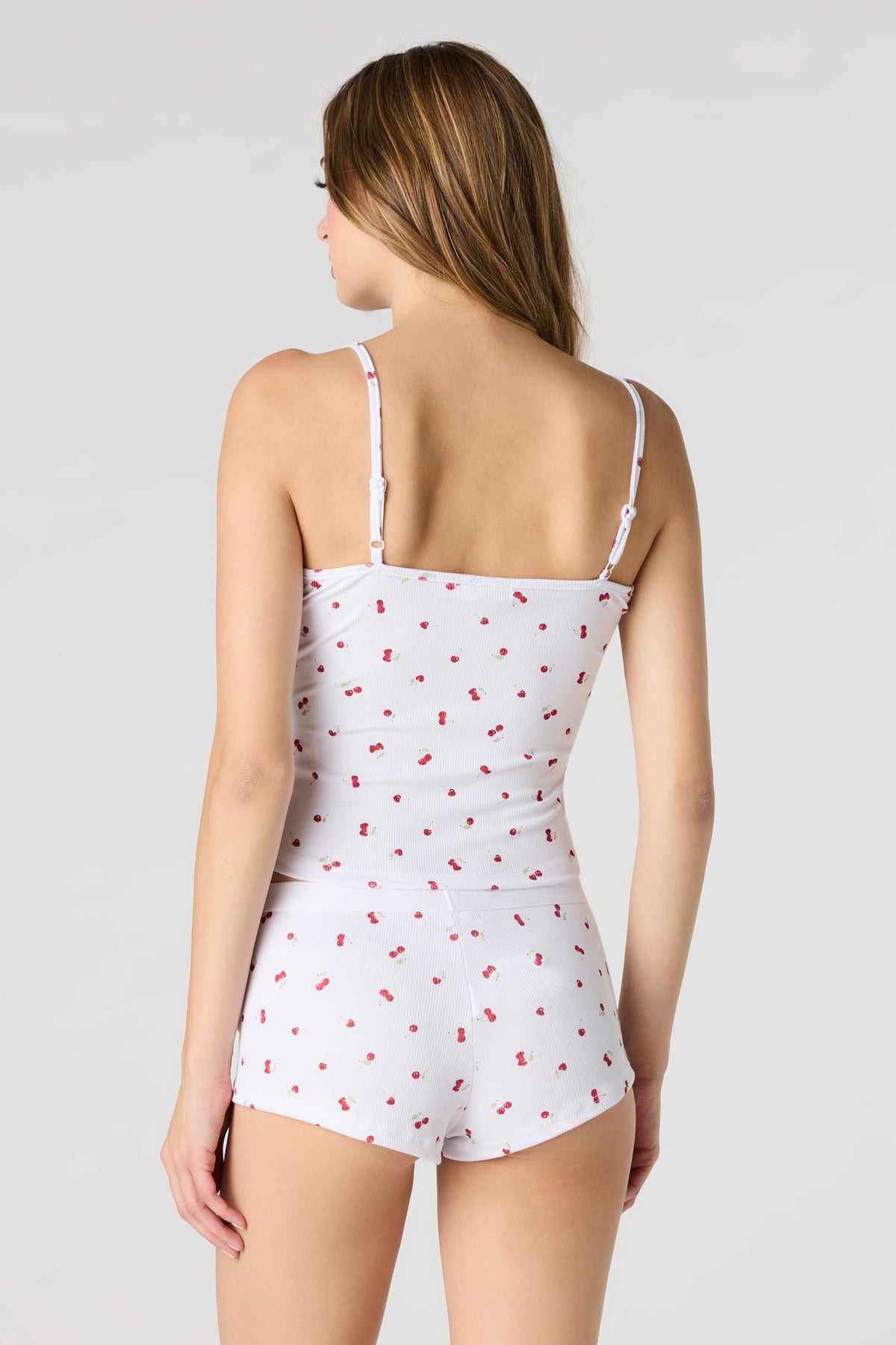 Alt View 2. Ribbed Tank & Short Pajama Set - White
