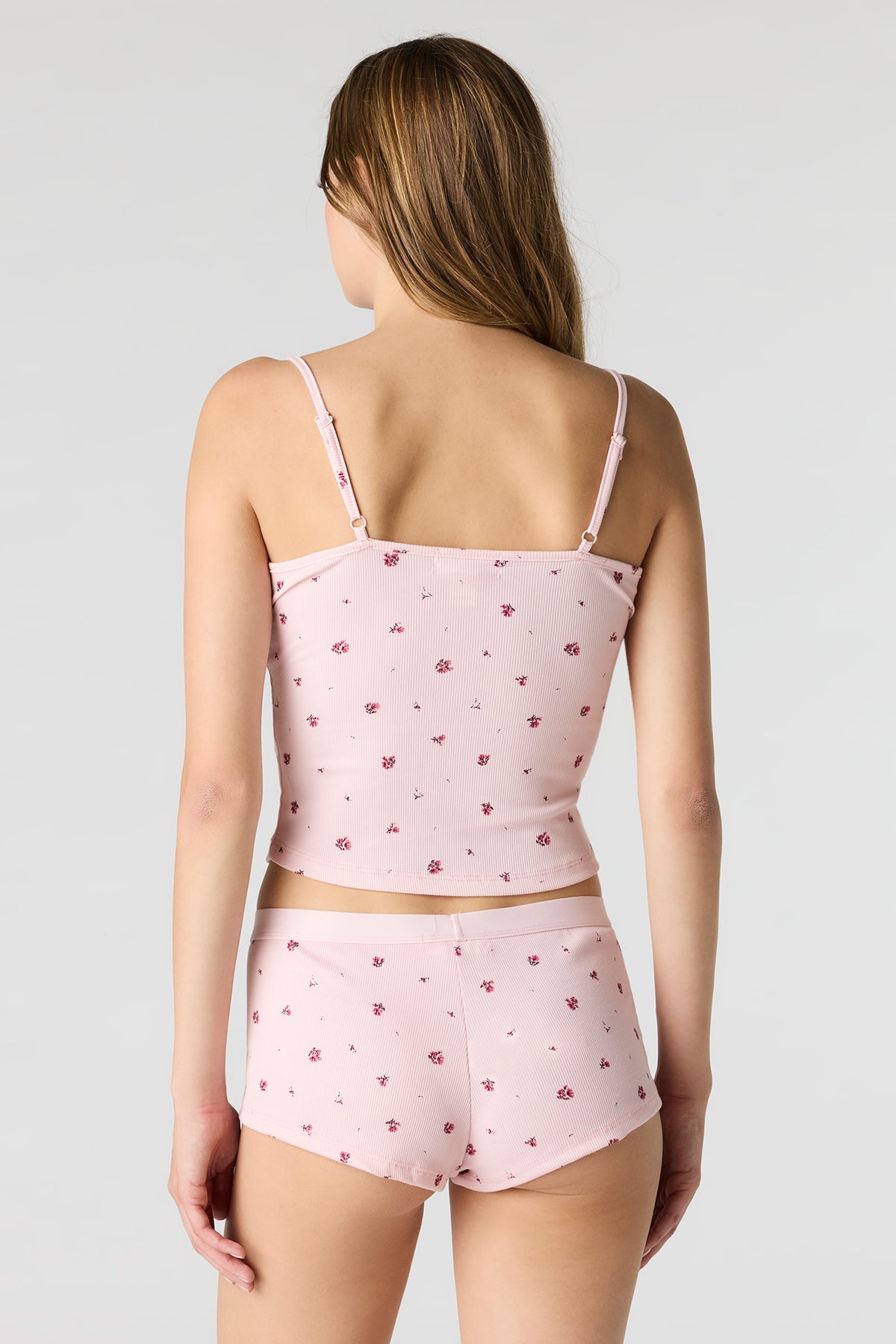 Alt View 2. Ribbed Tank & Short Pajama Set - Pink