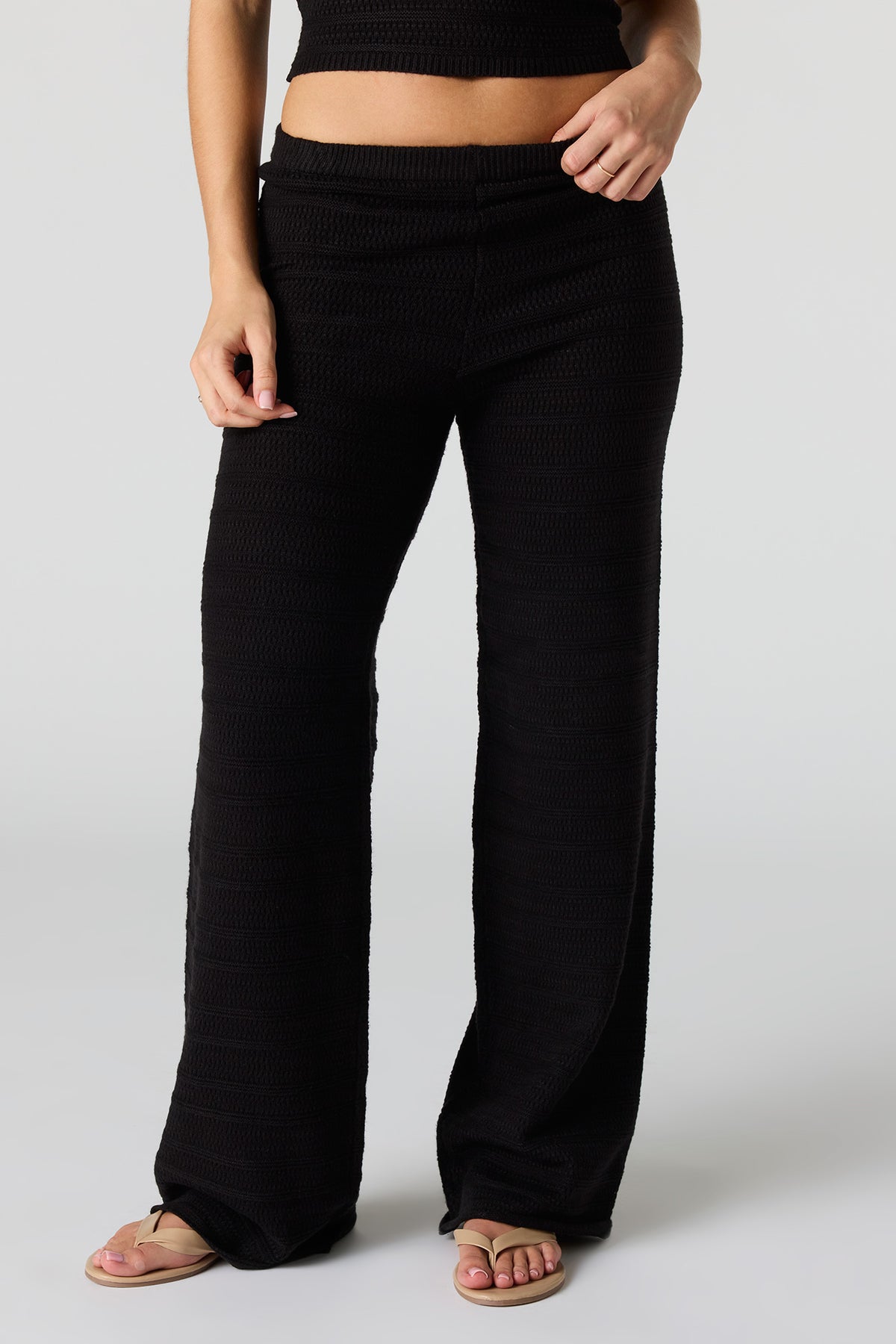 Alt View 3. Crochet Halter Tank & Pant Set - Black