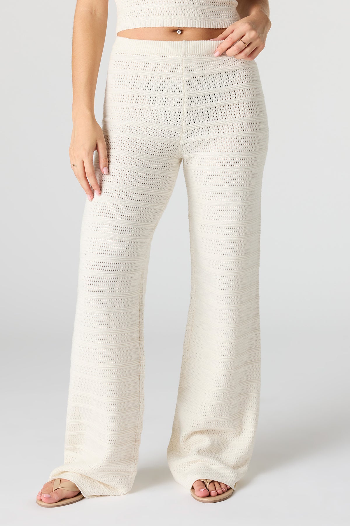 Alt View 3. Crochet Halter Tank & Pant Set - Ivory