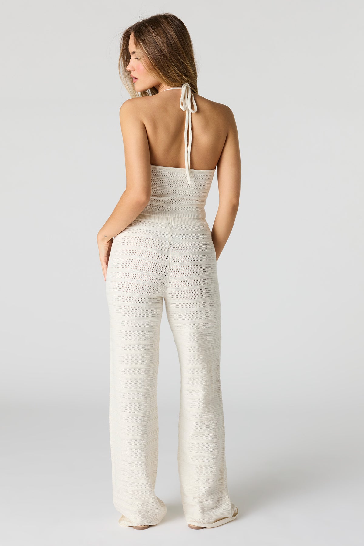 Alt View 4. Crochet Halter Tank & Pant Set - Ivory