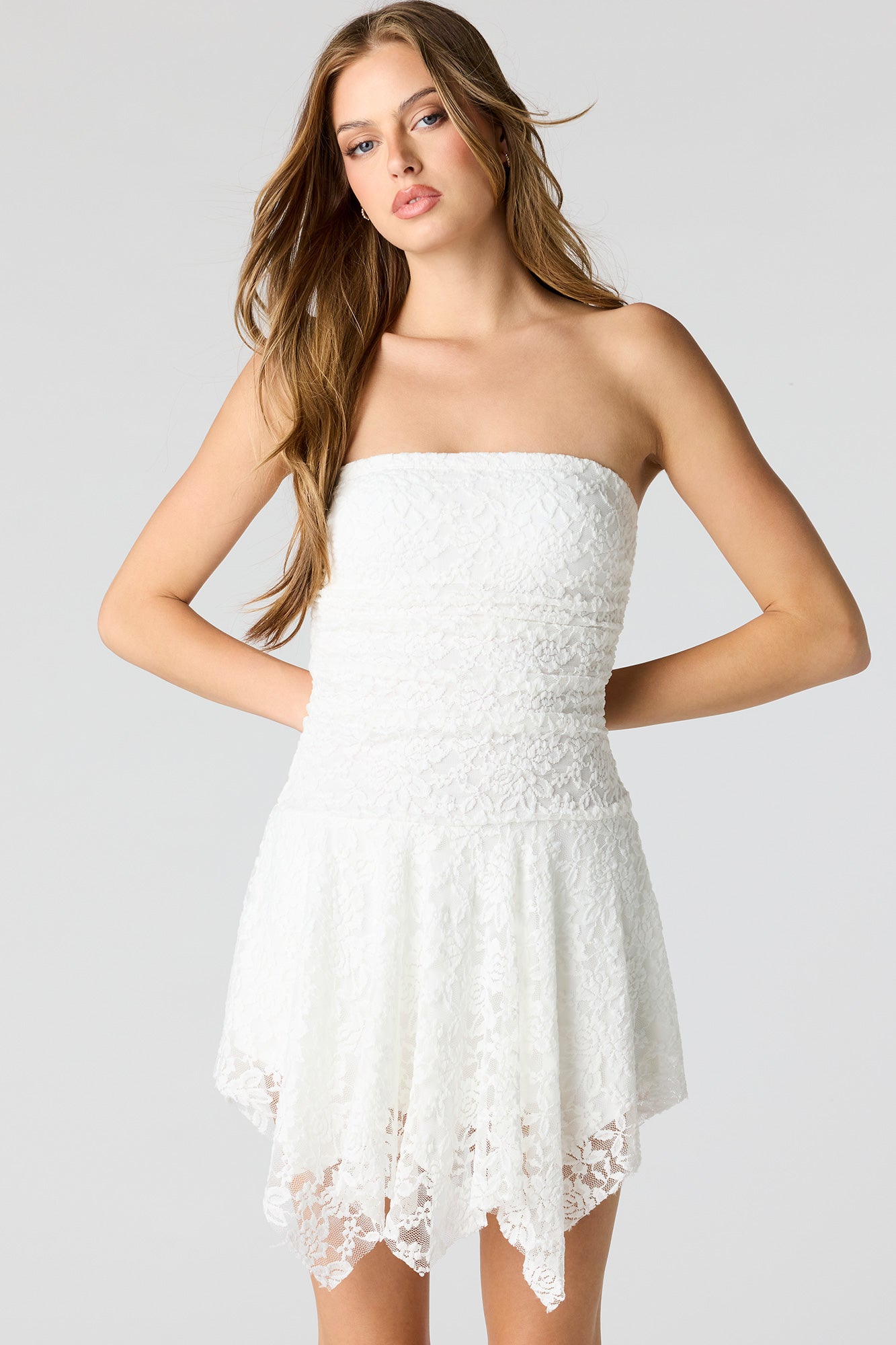 Braless Lace Asymmetrical Mini Dress – Urban Planet