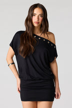 Dolman Eyelet Mini Dress