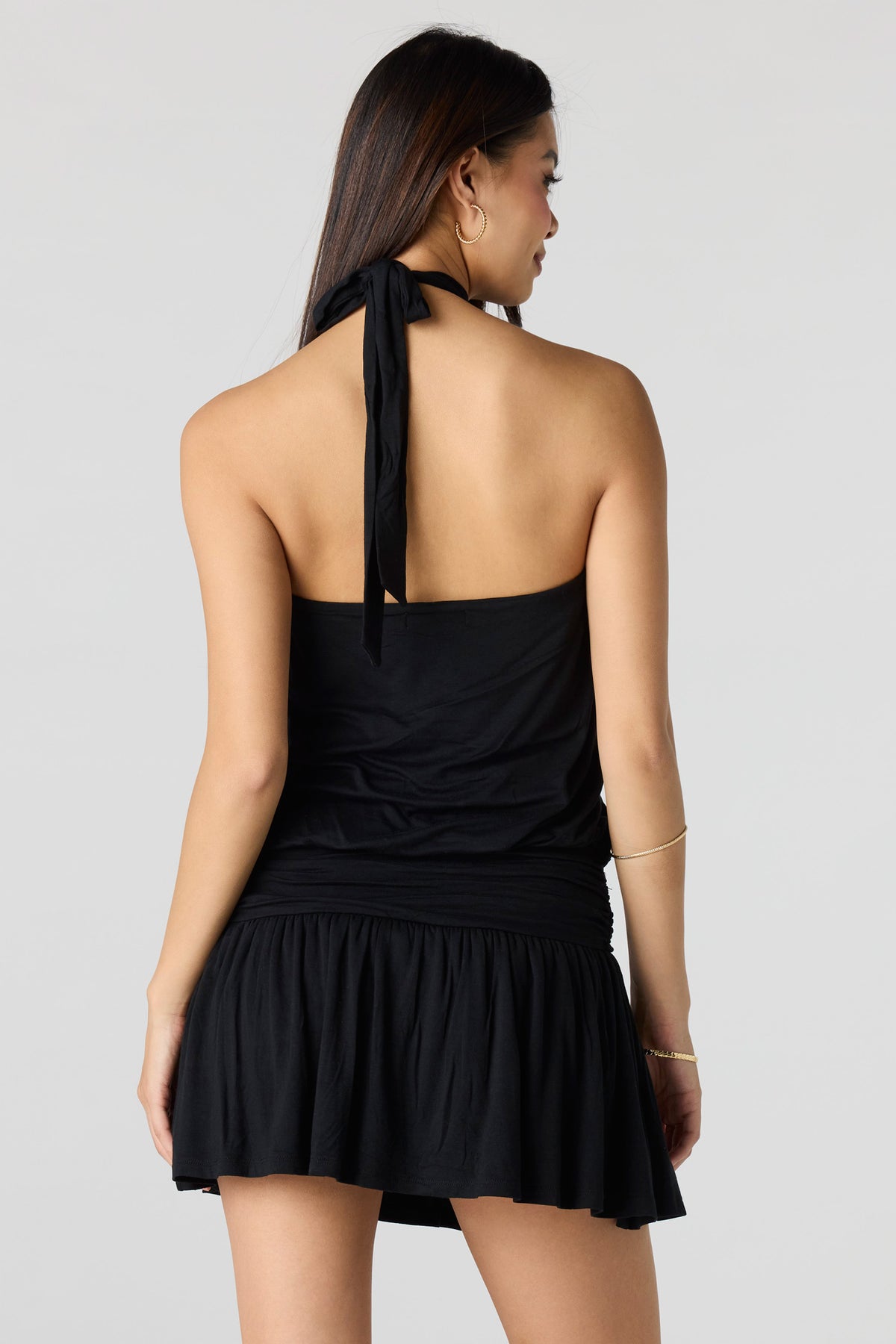 Vue alternative 2. Minirobe combi-short bain-de-soleil à encolure drapée