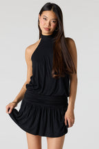 Minirobe combi-short bain-de-soleil à encolure drapée
