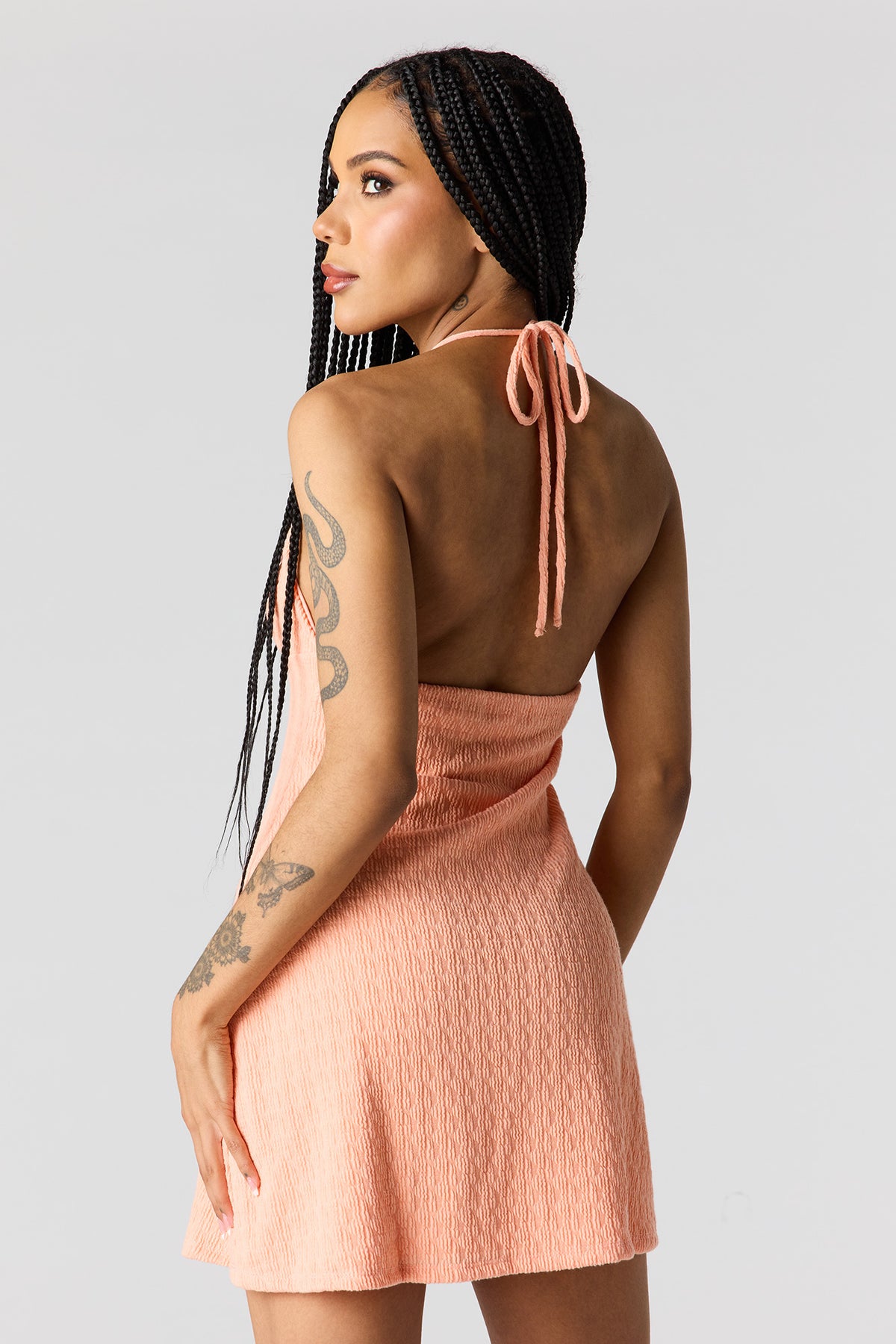 Alt View 3. Beaded Knit Halter Mini Dress - Coral