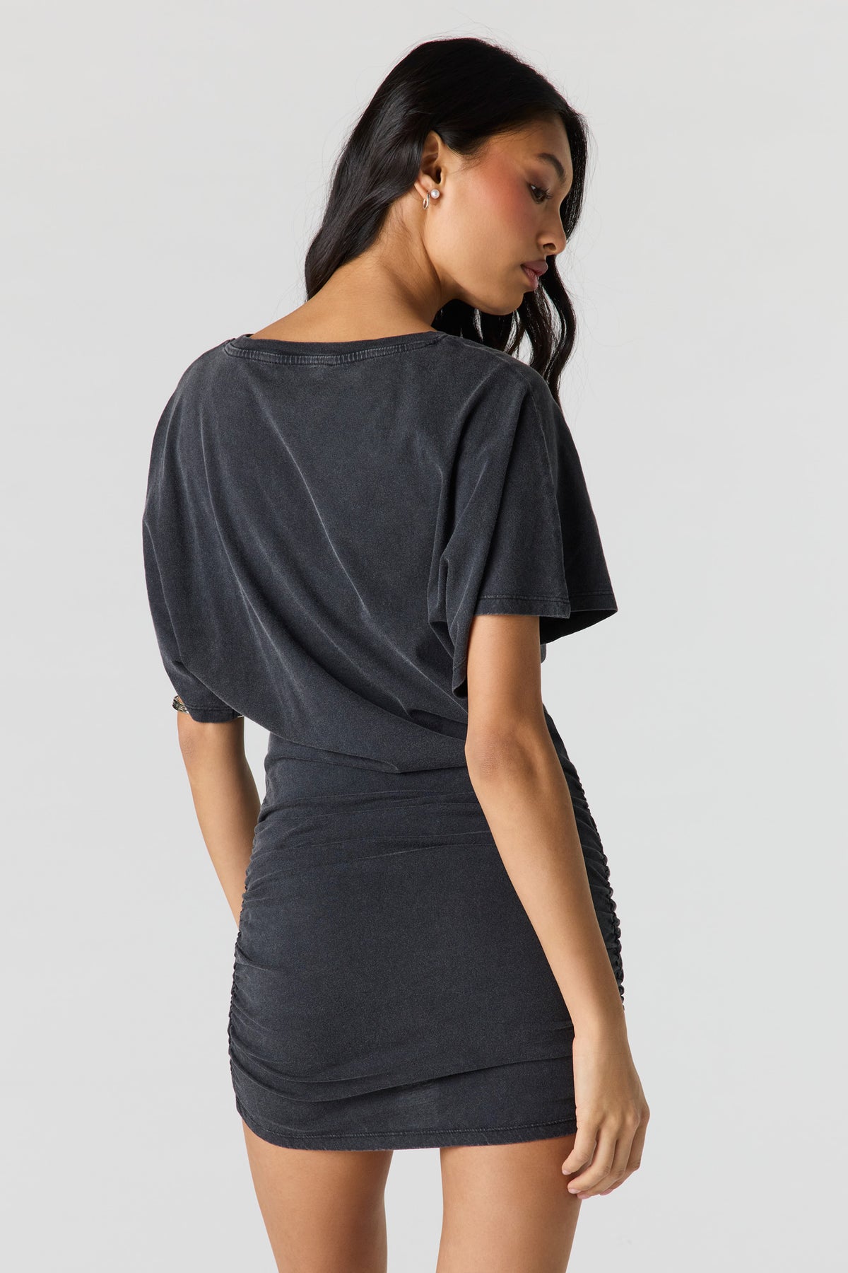 Alt View 2. Washed Mini T-Shirt Dress - Black