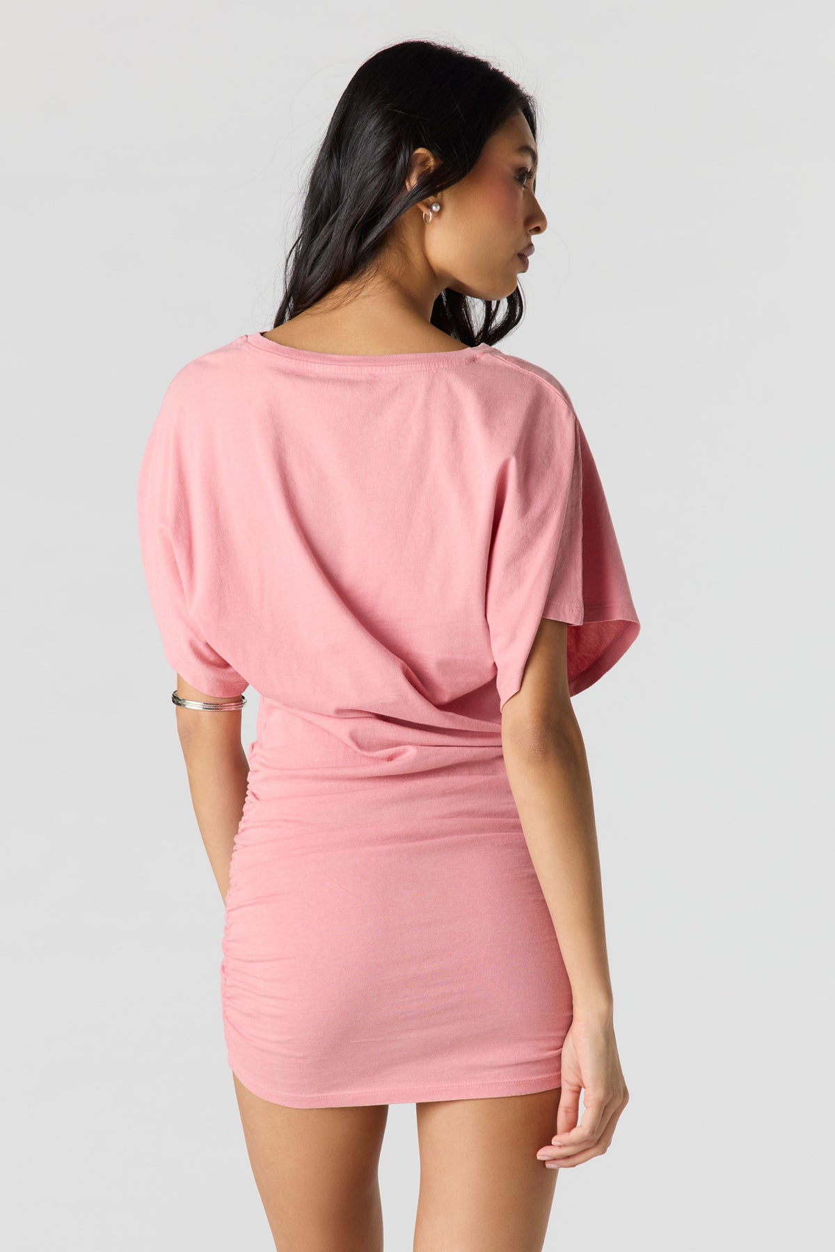 Alt View 2. Washed Mini T-Shirt Dress - Pink