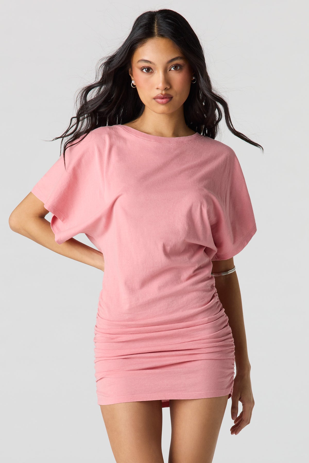 Washed Mini T-Shirt Dress - Pink