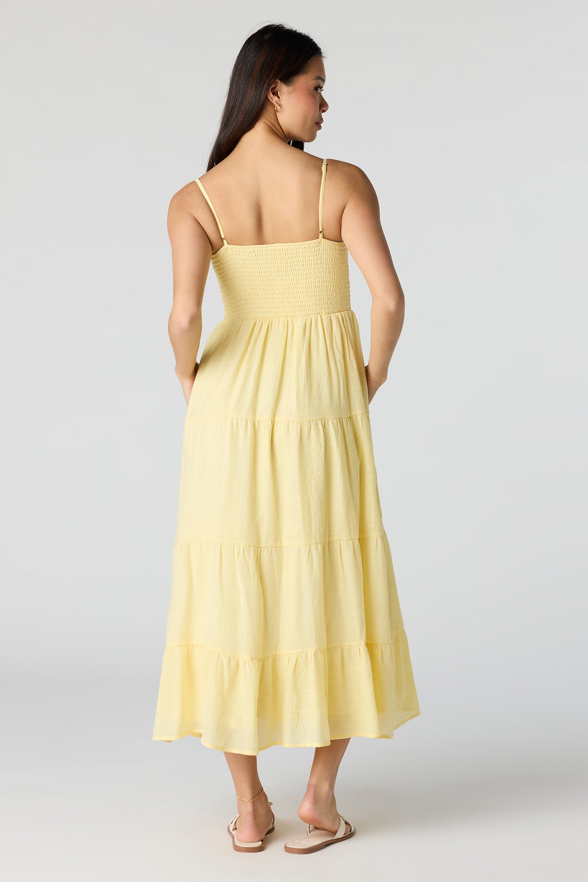 Alt View 3. Smocked Tiered Maxi Dress - Yellow