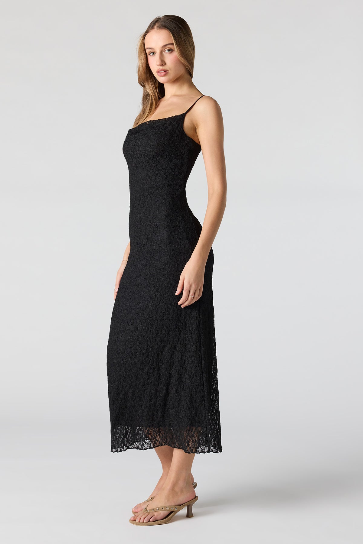 Alt View 2. Braless Lace Maxi Dress - Black