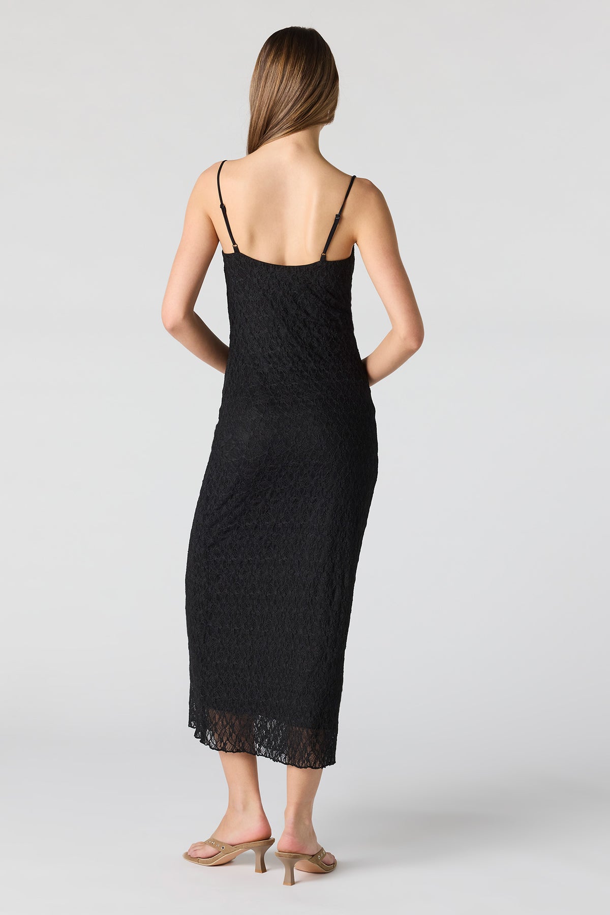 Alt View 3. Braless Lace Maxi Dress - Black