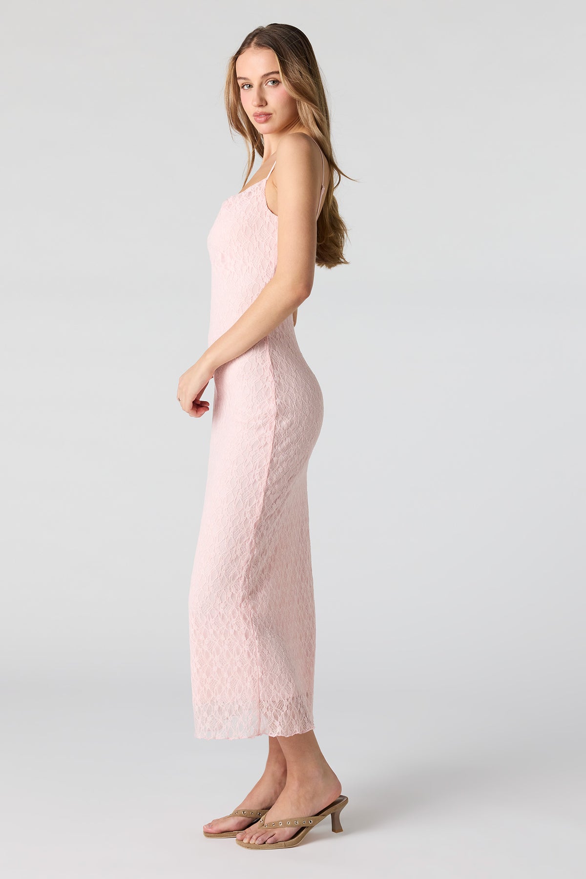 Alt View 2. Braless Lace Maxi Dress - Pink