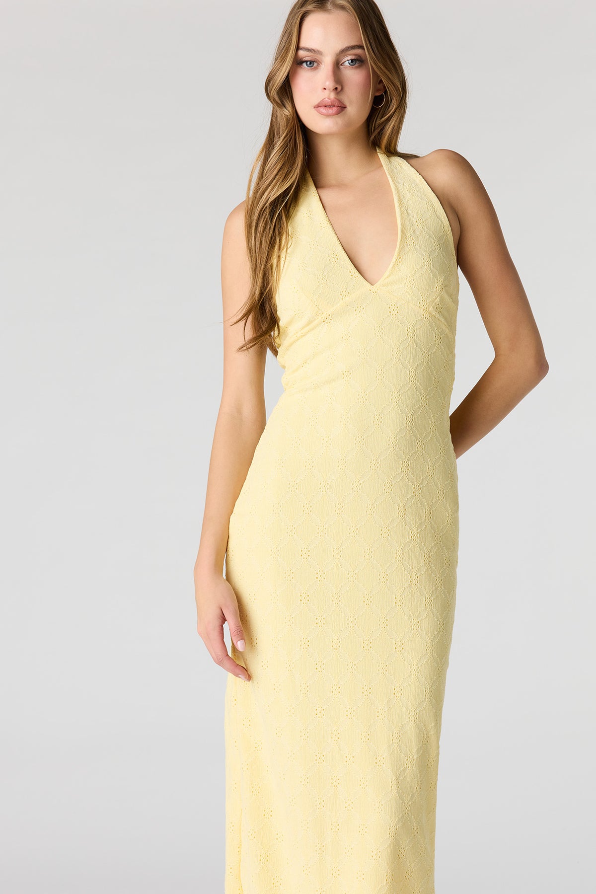 Braless Textured Halter Midi Dress – Urban Planet