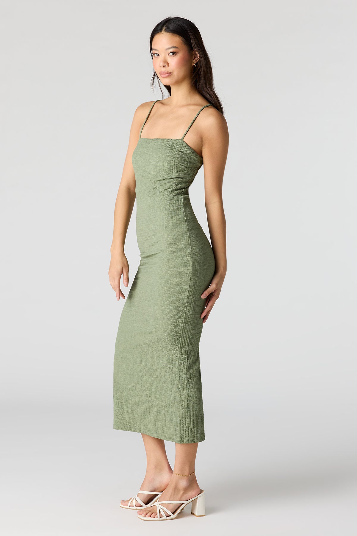 Alt View 2. Braless Popcorn Midi Dress - Dark Green