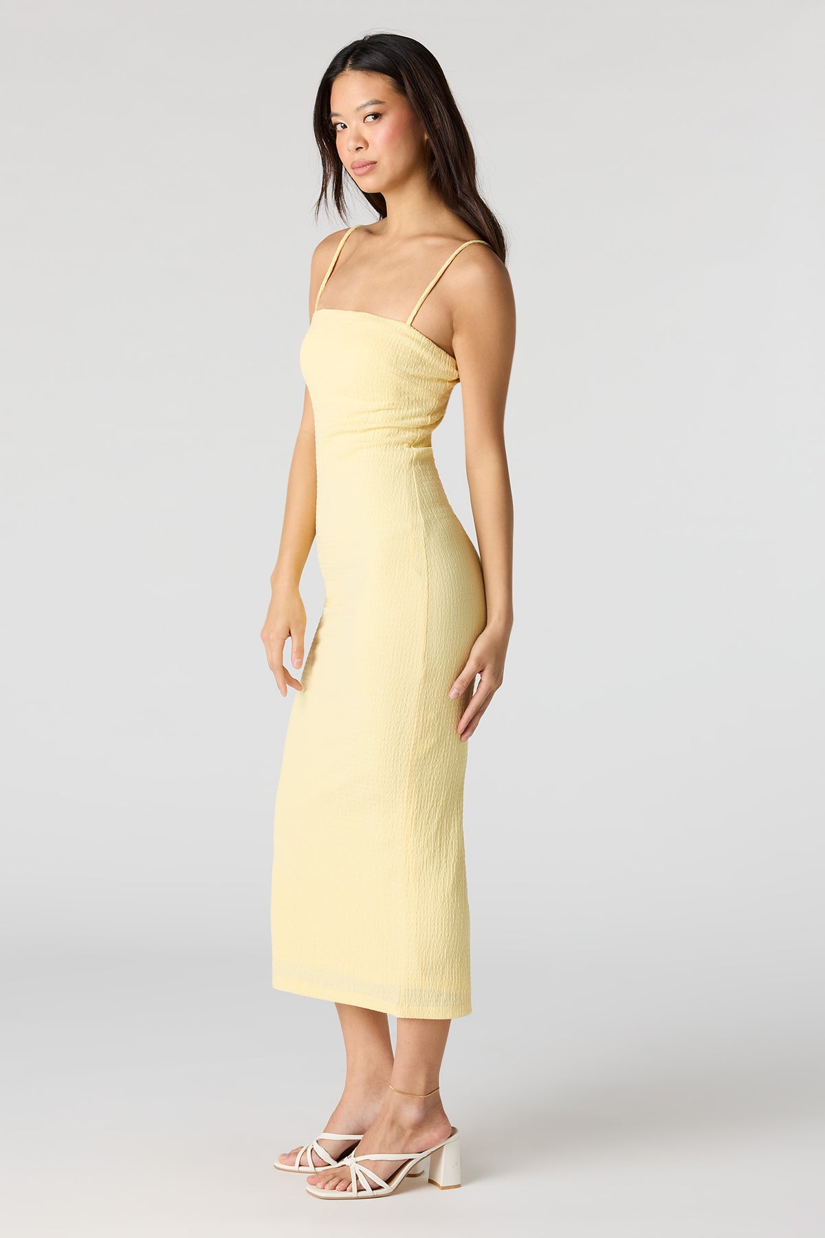 Alt View 2. Braless Popcorn Midi Dress - Yellow