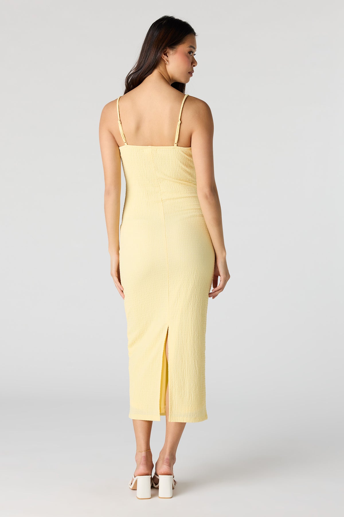 Alt View 3. Braless Popcorn Midi Dress - Yellow