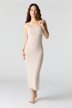 Textured Square Neck Bodycon Midi Dress