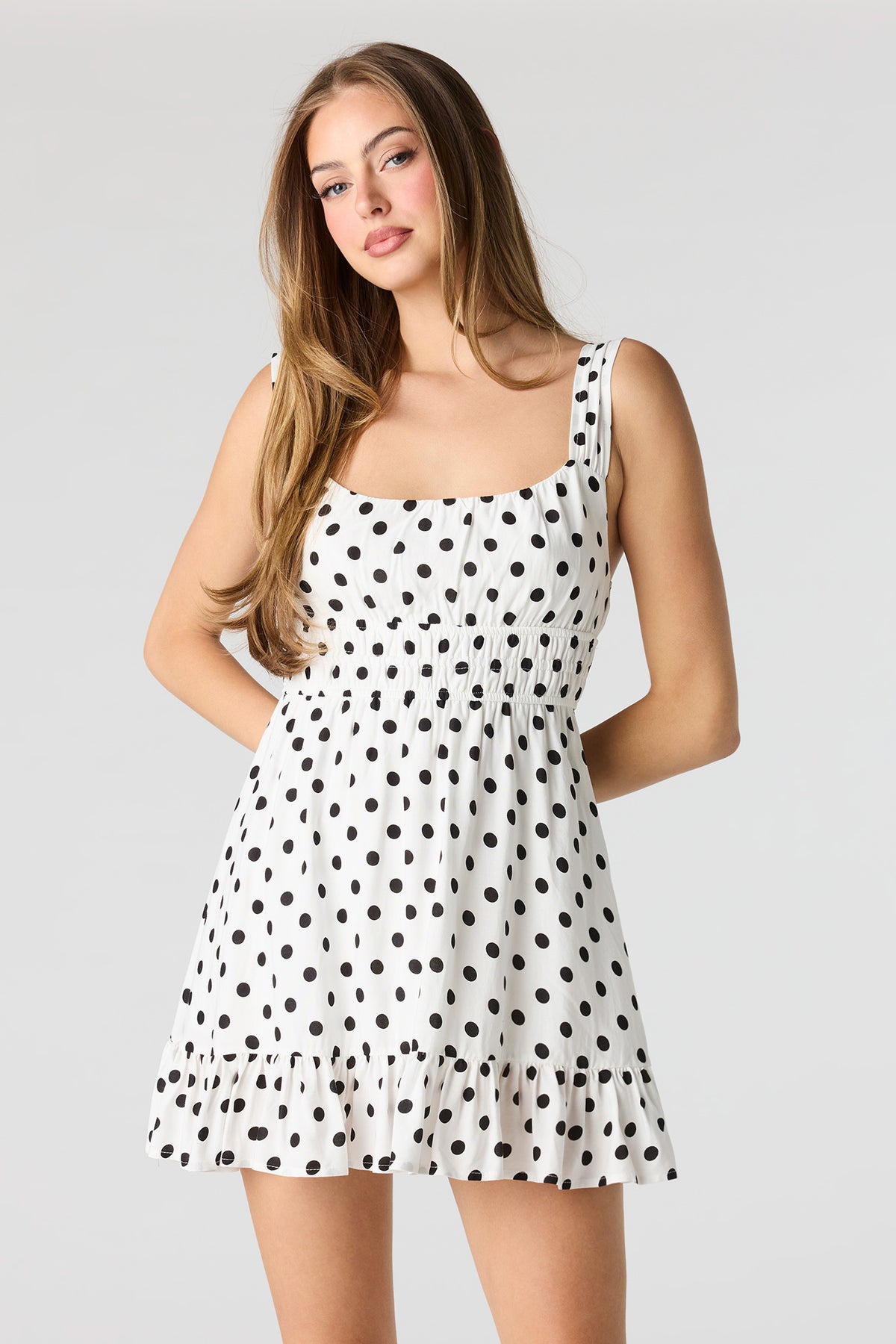 Alt View 4. Printed Scoop Neck Mini Dress - Off White