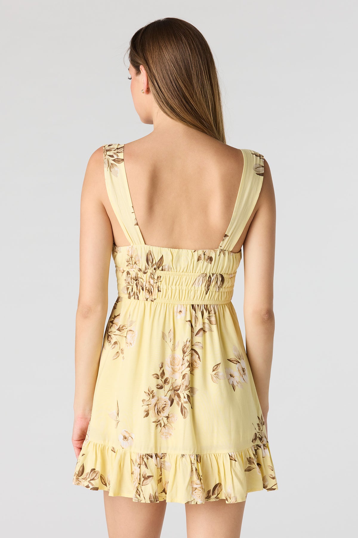 Alt View 2. Printed Scoop Neck Mini Dress - Pale Yellow