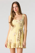 Printed Scoop Neck Mini Dress