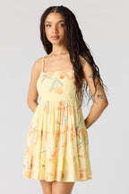 Braless Tie Back Tiered Mini Dress