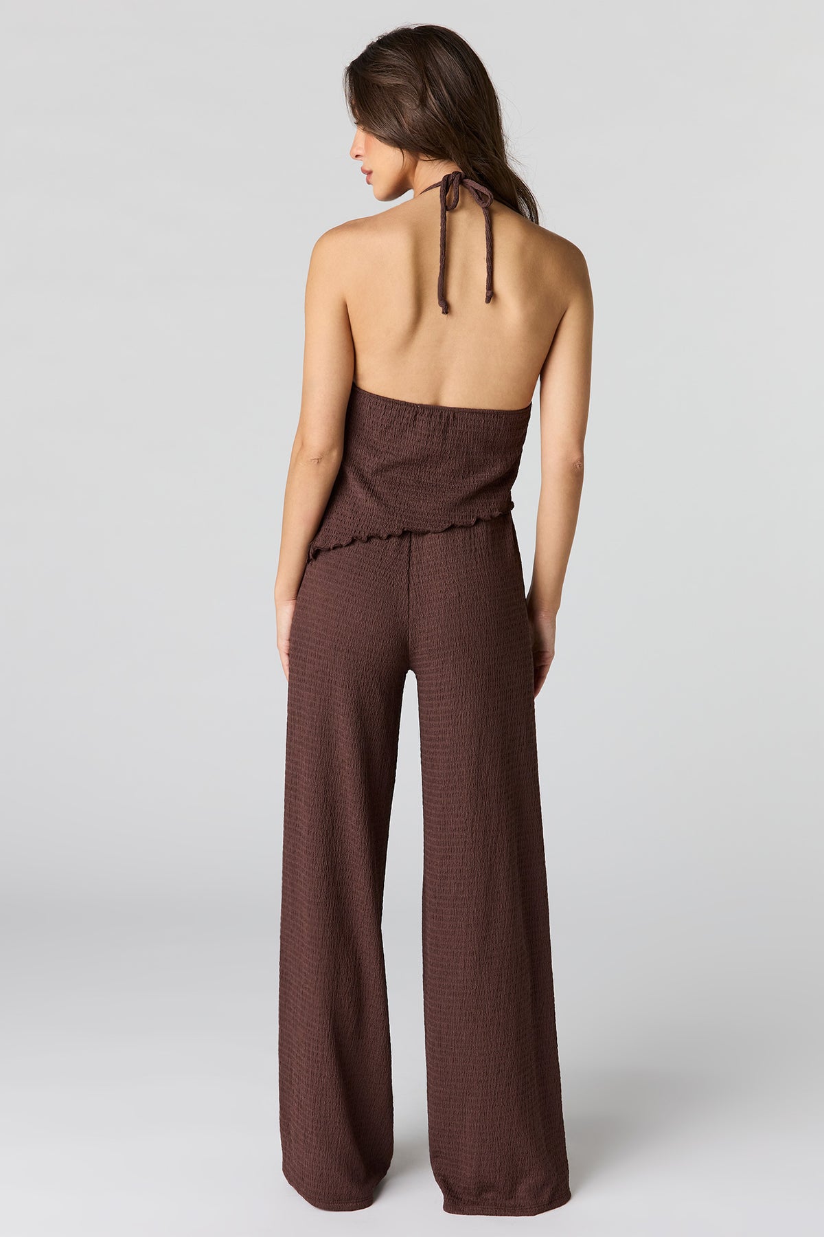 Alt View 3. Textured Wide Leg Pant - Brown