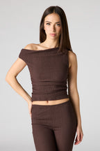 Textured One Shoulder Top