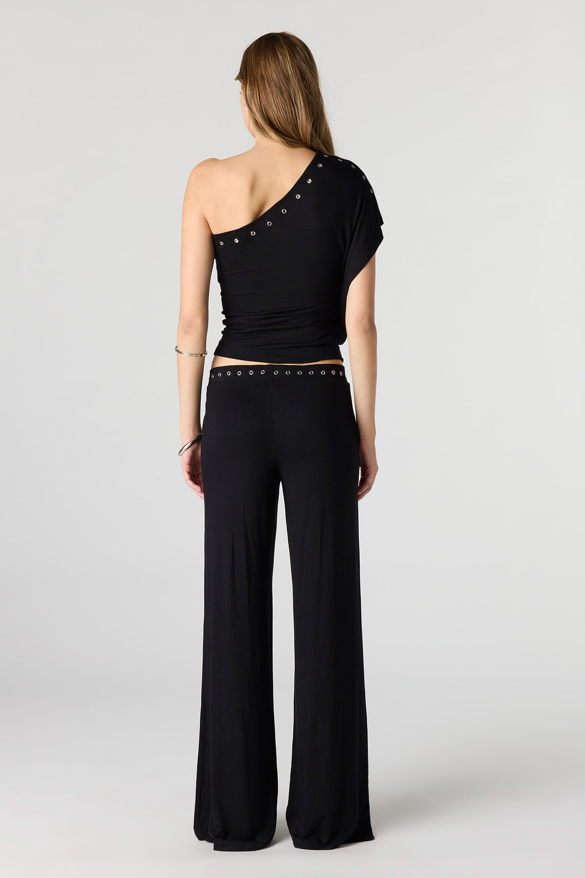Alt View 3. Eyelet Wide Leg Pant - Black