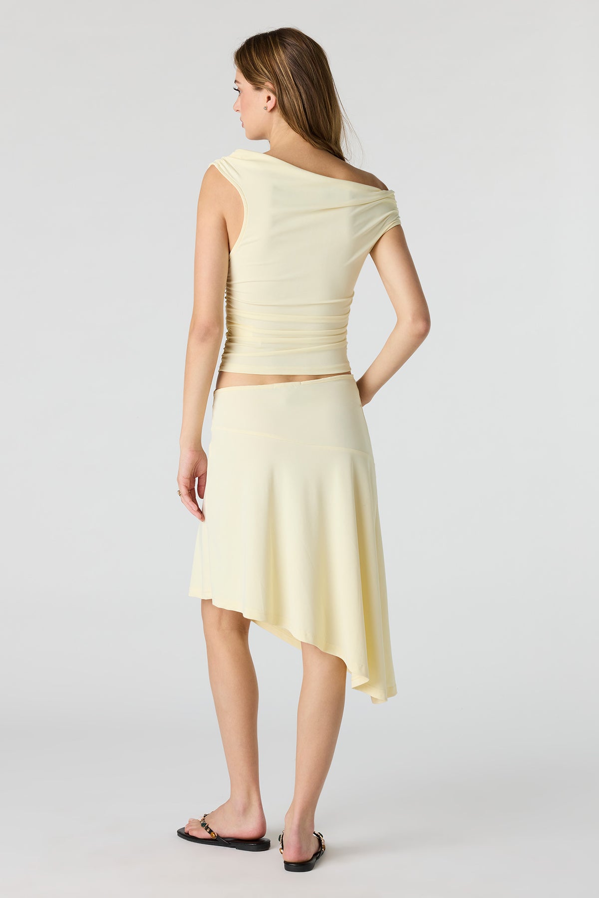 Alt View 4. Asymmetrical Midi Skirt - Yellow