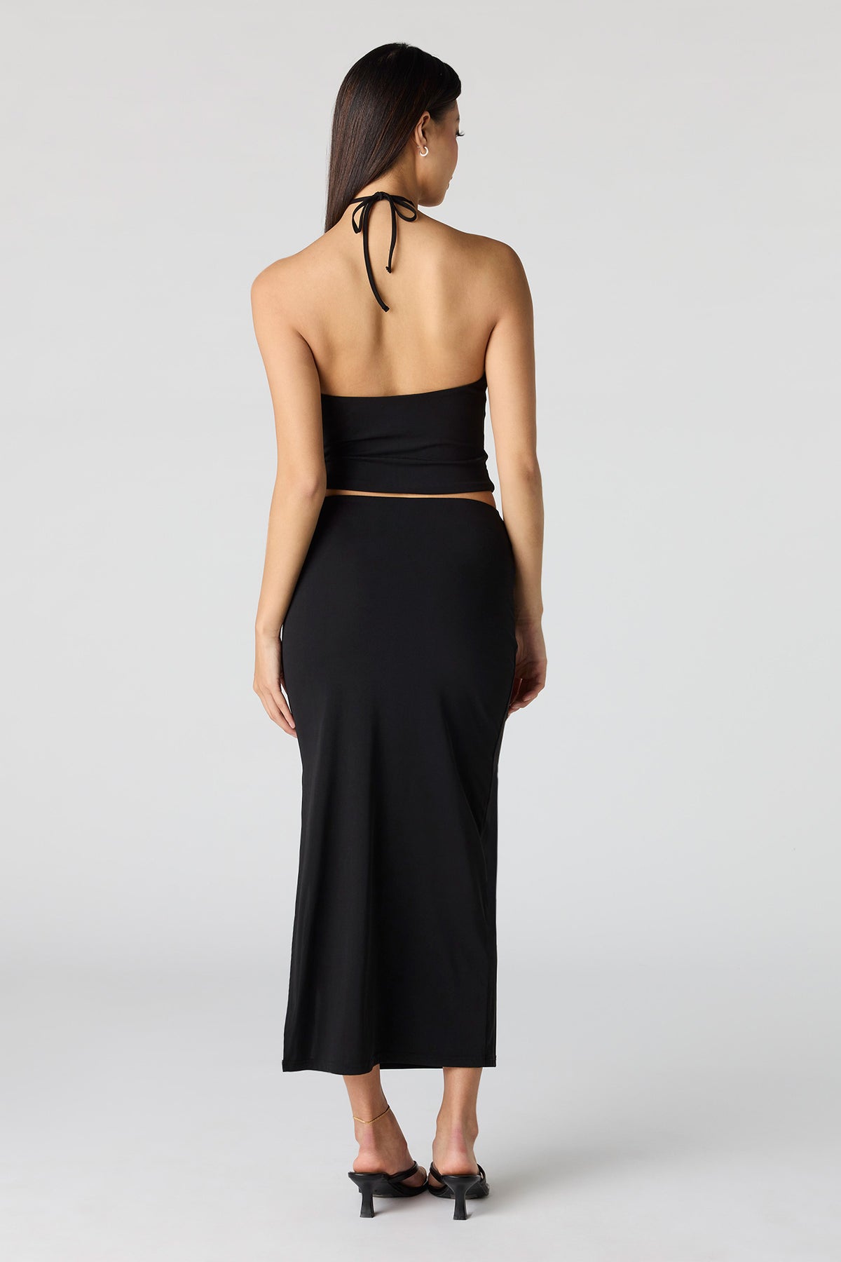 Alt View 2. Knit Belted Midi Skirt - Black