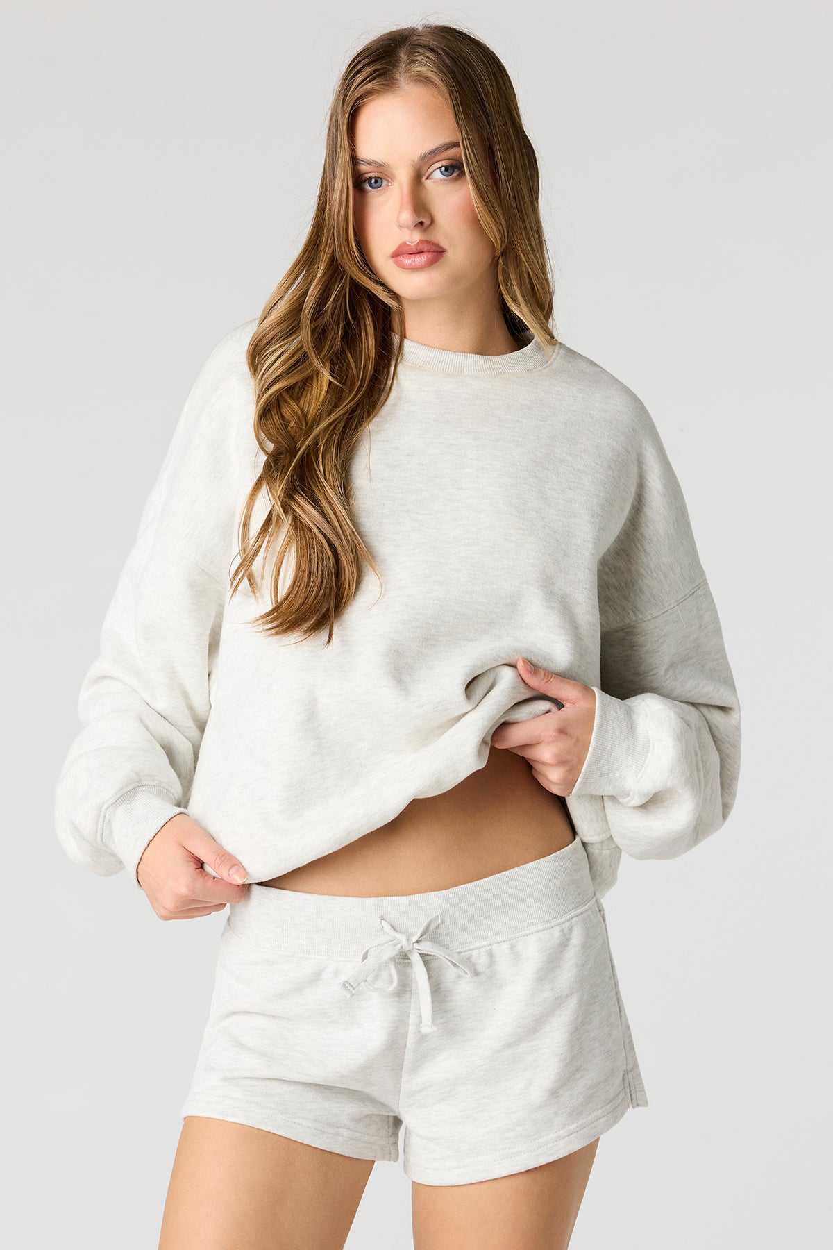 Luxe French Terry Shortie 2" - Light Grey