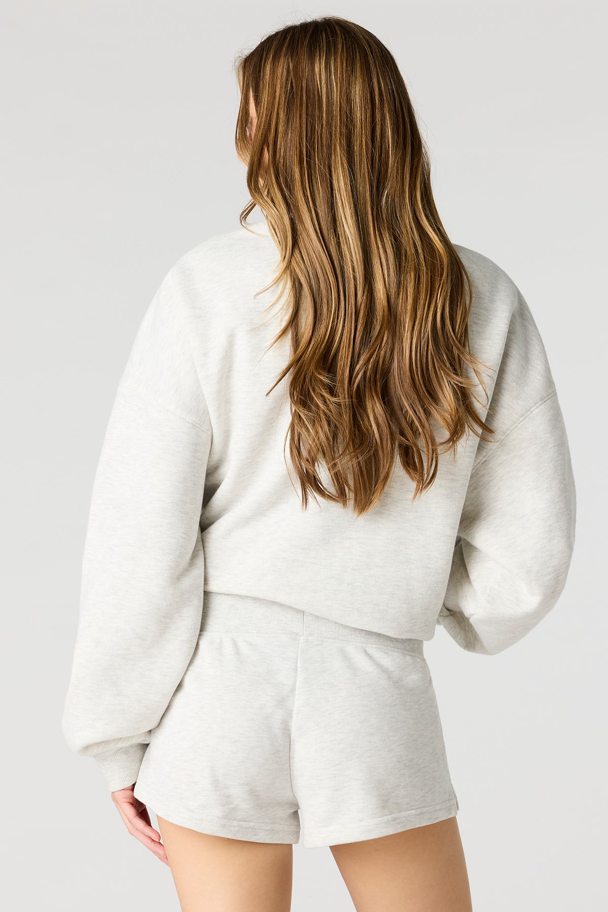 Alt View 2. Luxe French Terry Shortie 2" - Light Grey