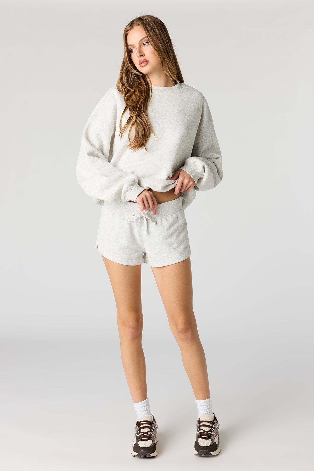 Alt View 3. Luxe French Terry Shortie 2" - Light Grey