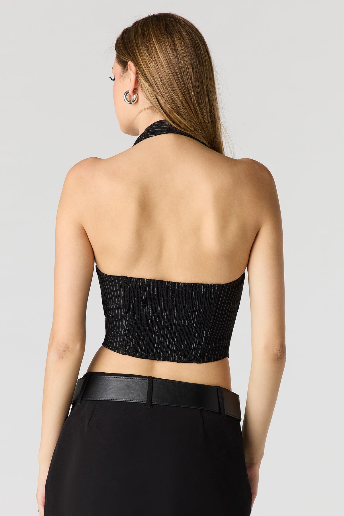 Alt View 2. Halter Vest - Black with White