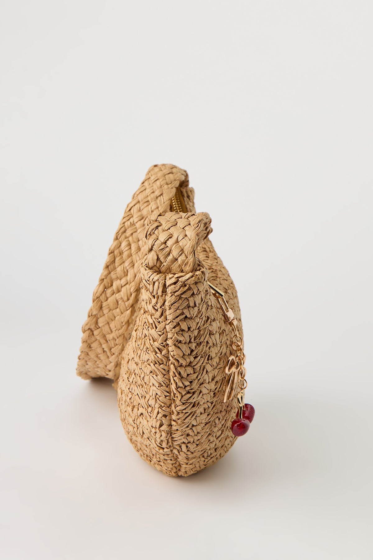 Alt View 2. Raffia Crossbody Bag with Keychain - Natural