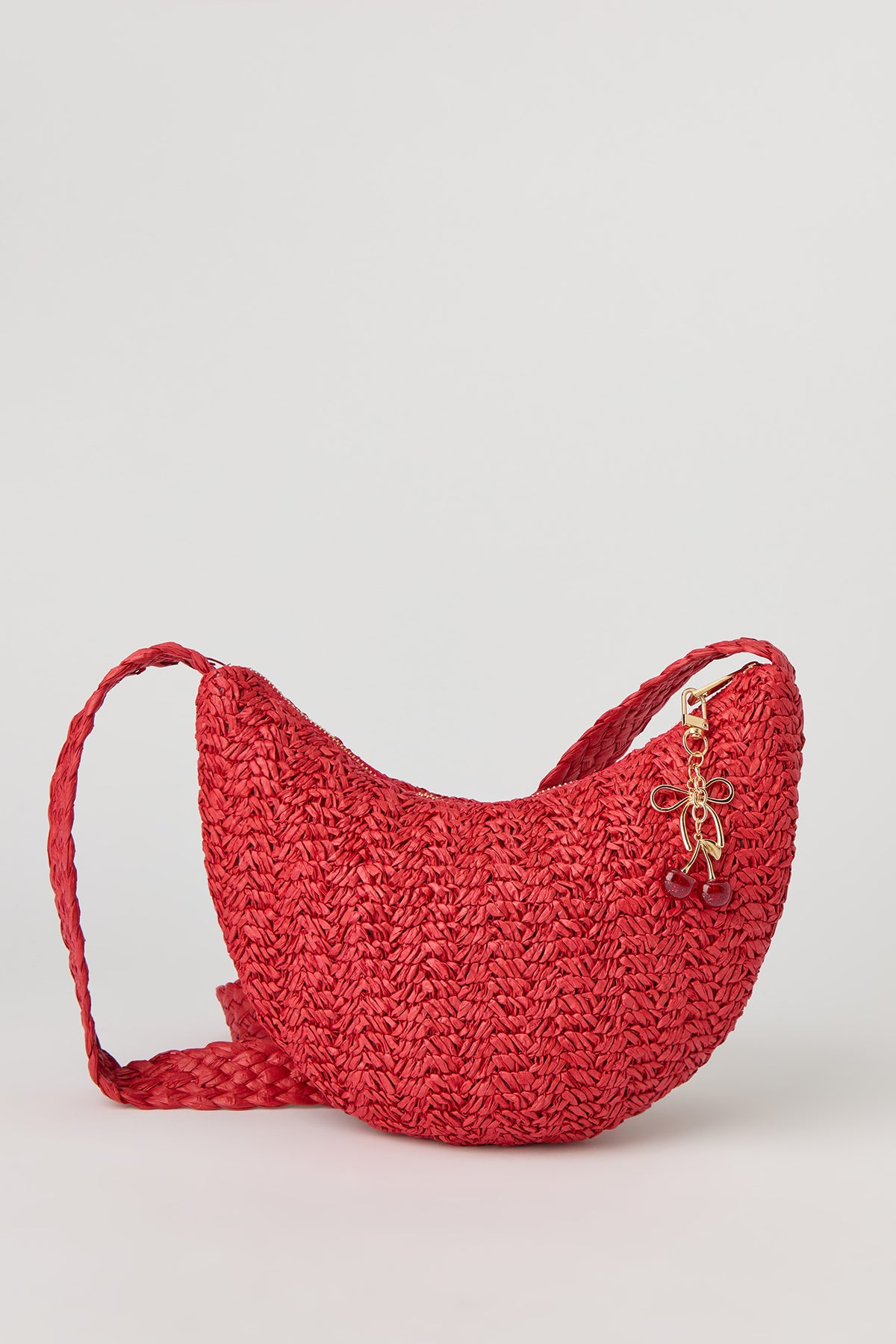 Sac à bandoulière en raphia avec porte-clés