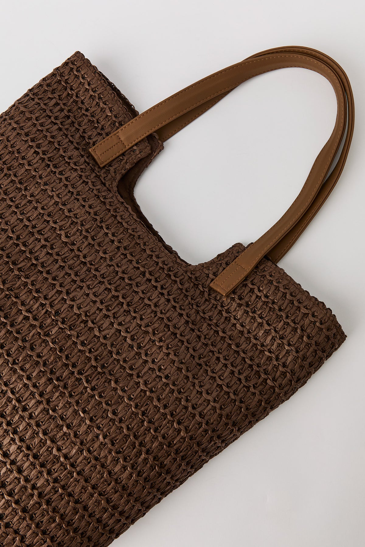 Alt View 2. Straw Tote Bag with Keychain - Brown