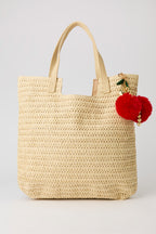 Straw Tote Bag with Keychain