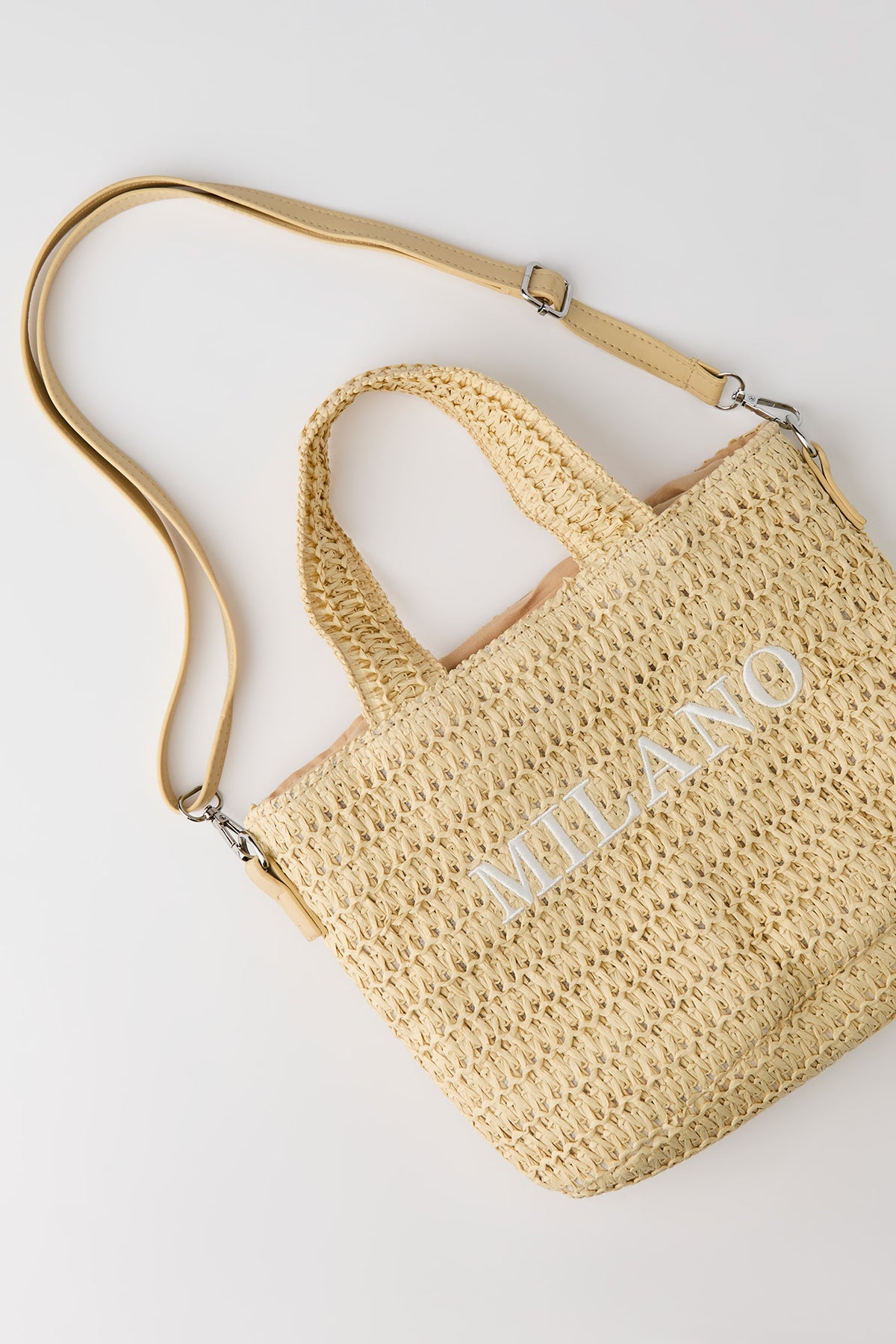Straw Crossbody Bag - Beige
