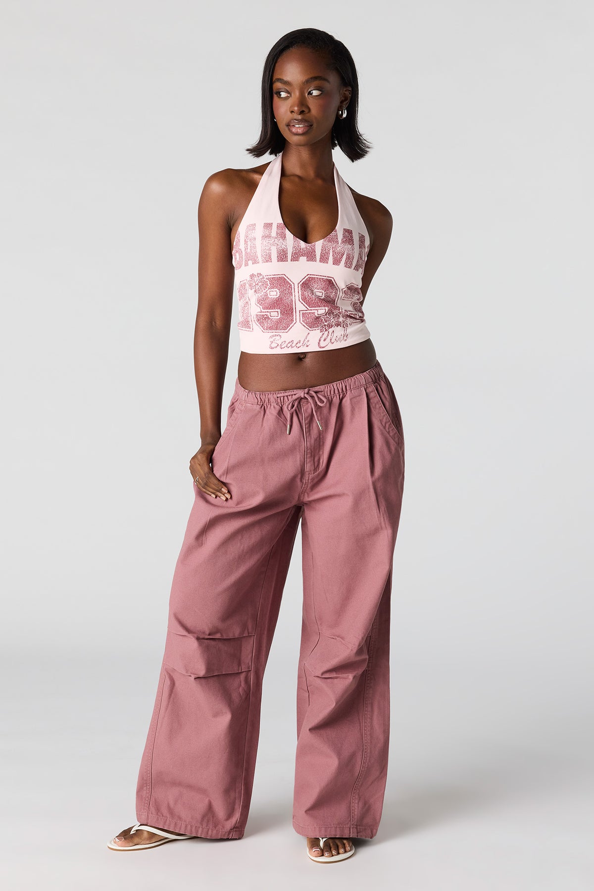 Alt View 3. Graphic Halter Top - Pink