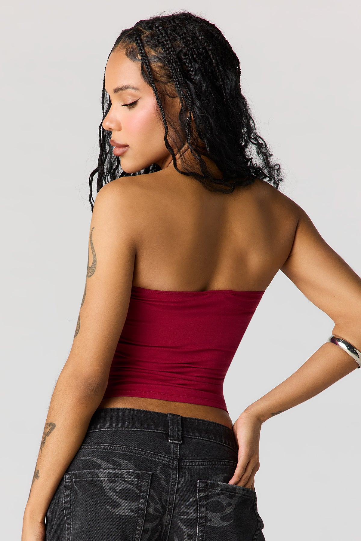 Alt View 2. Graphic Tube Top - Burgundy