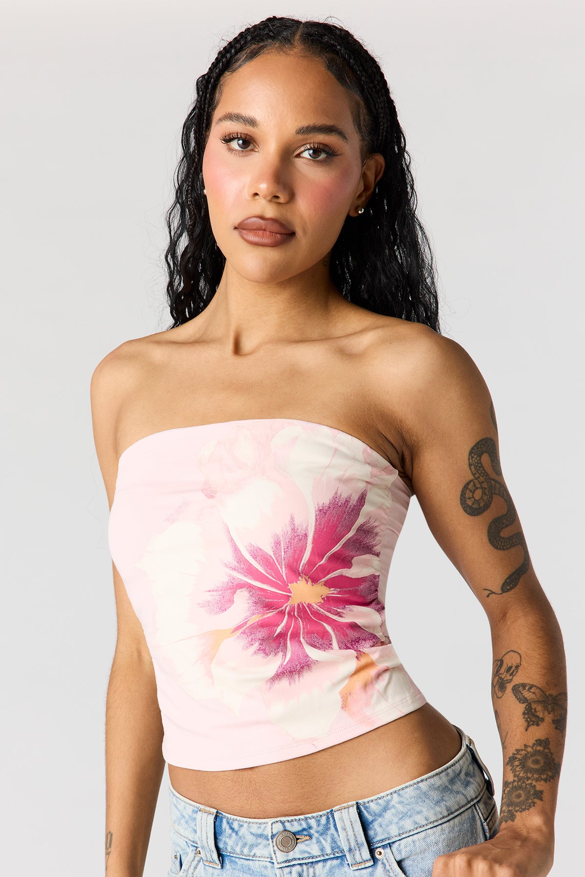 Graphic Tube Top - Light Pink