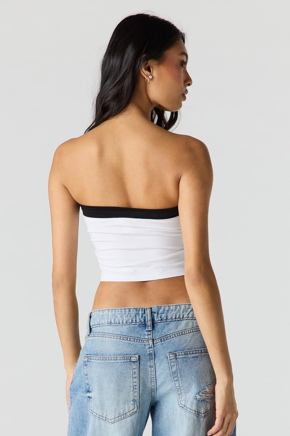 Alt View 2. Contrast Graphic Tube Top - White