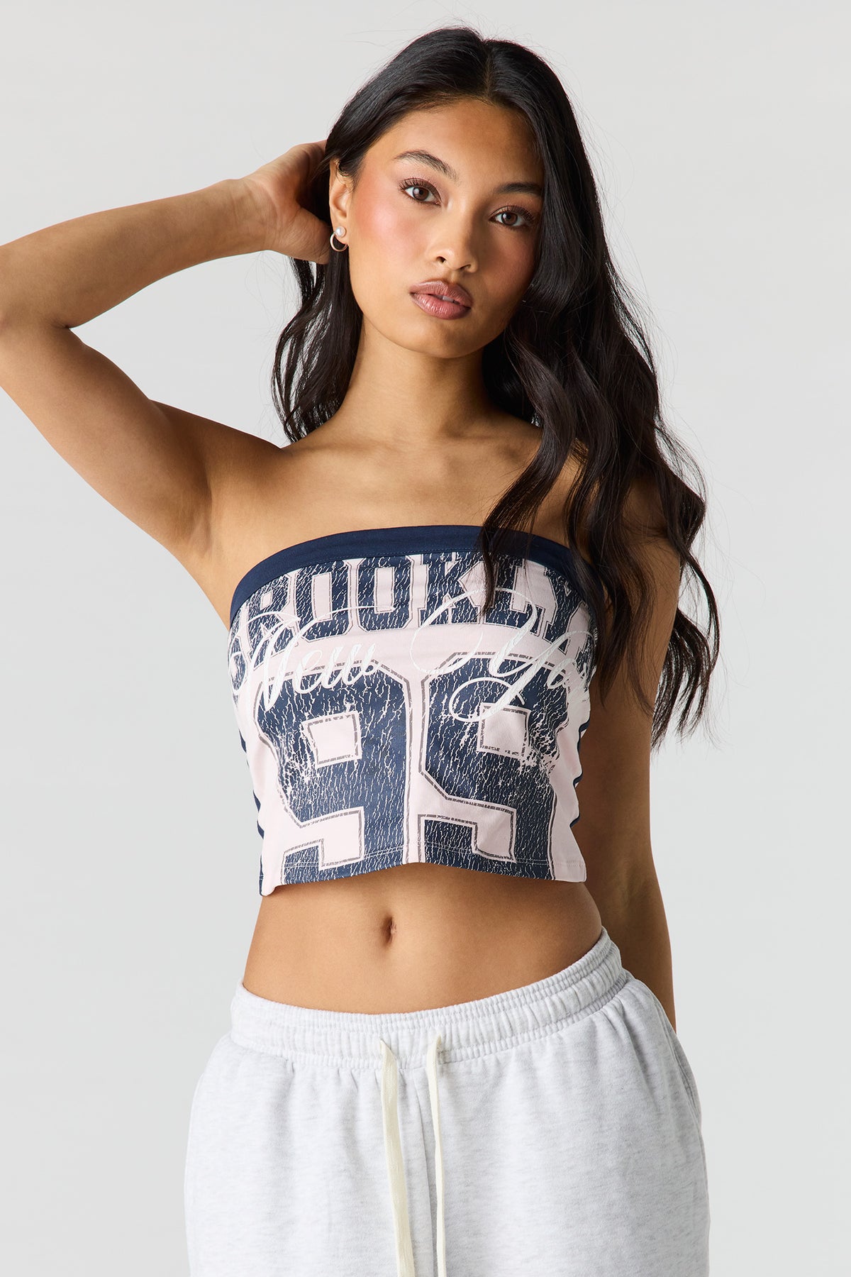 Contrast Graphic Tube Top - Light Pink