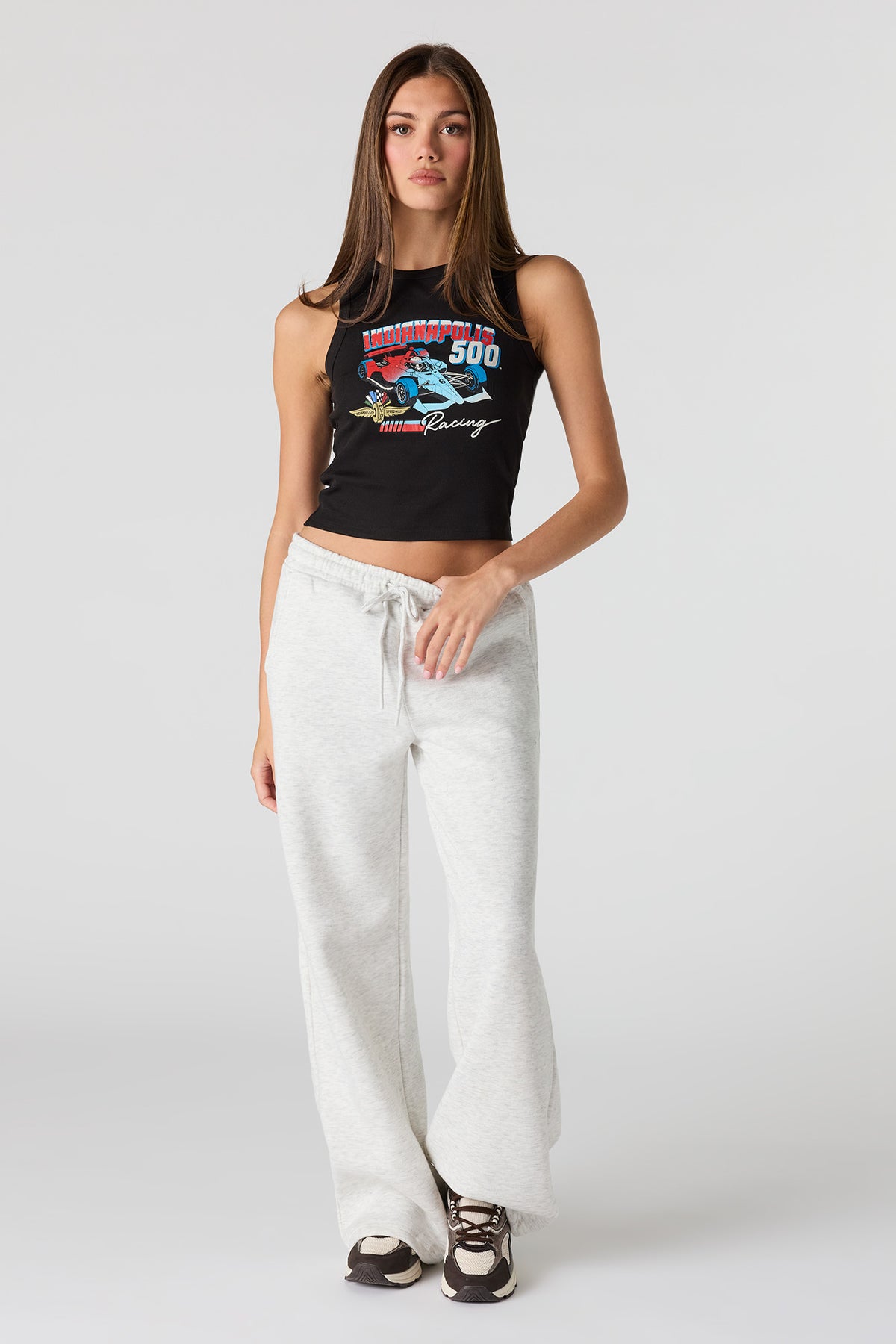 Alt View 3. Racing Graphic Ribbed Tank - Black