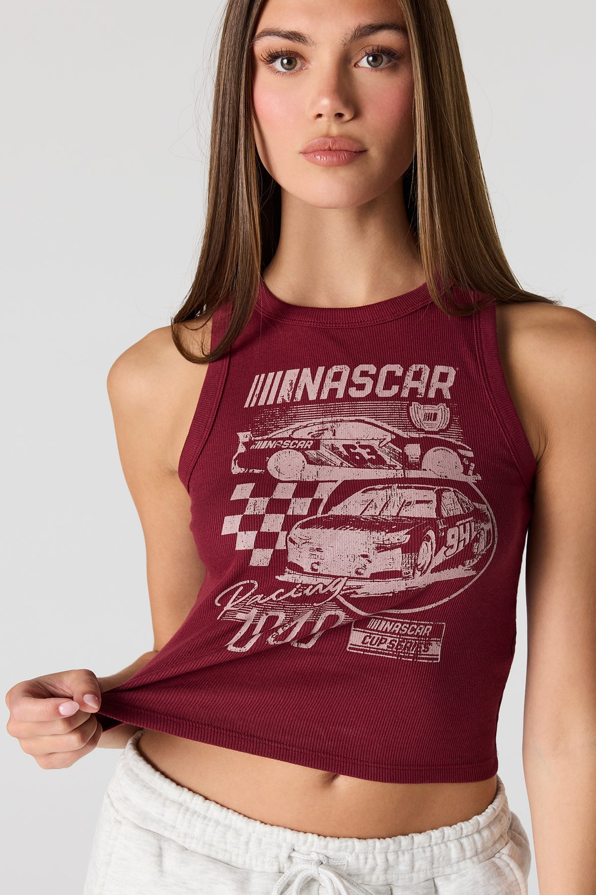 Alt View 4. Racing Graphic Ribbed Tank - Red